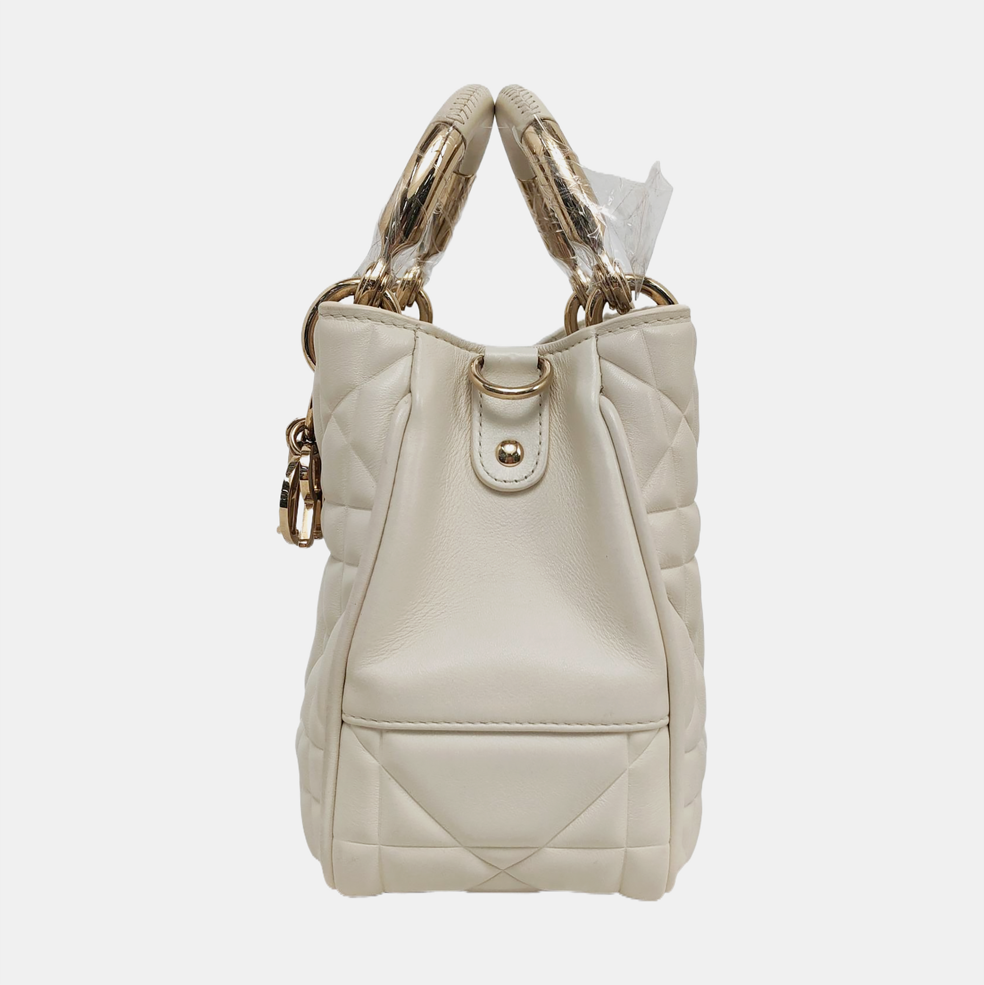 Lady 95.22 Small Cannage Calfskin White