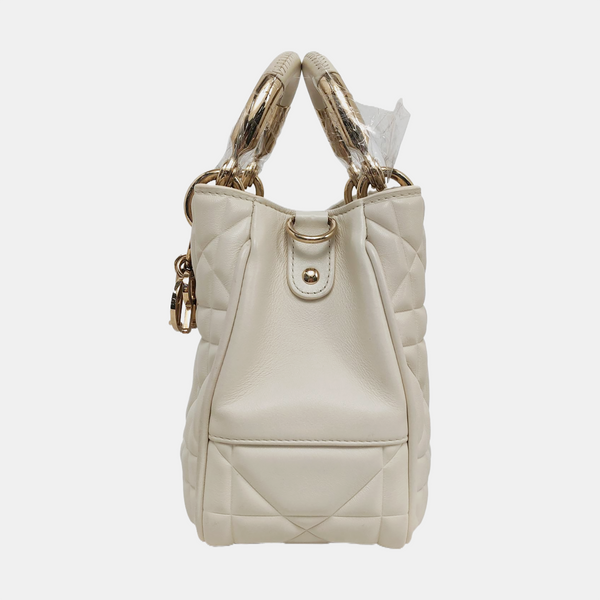 Lady 95.22 Small Cannage Calfskin White