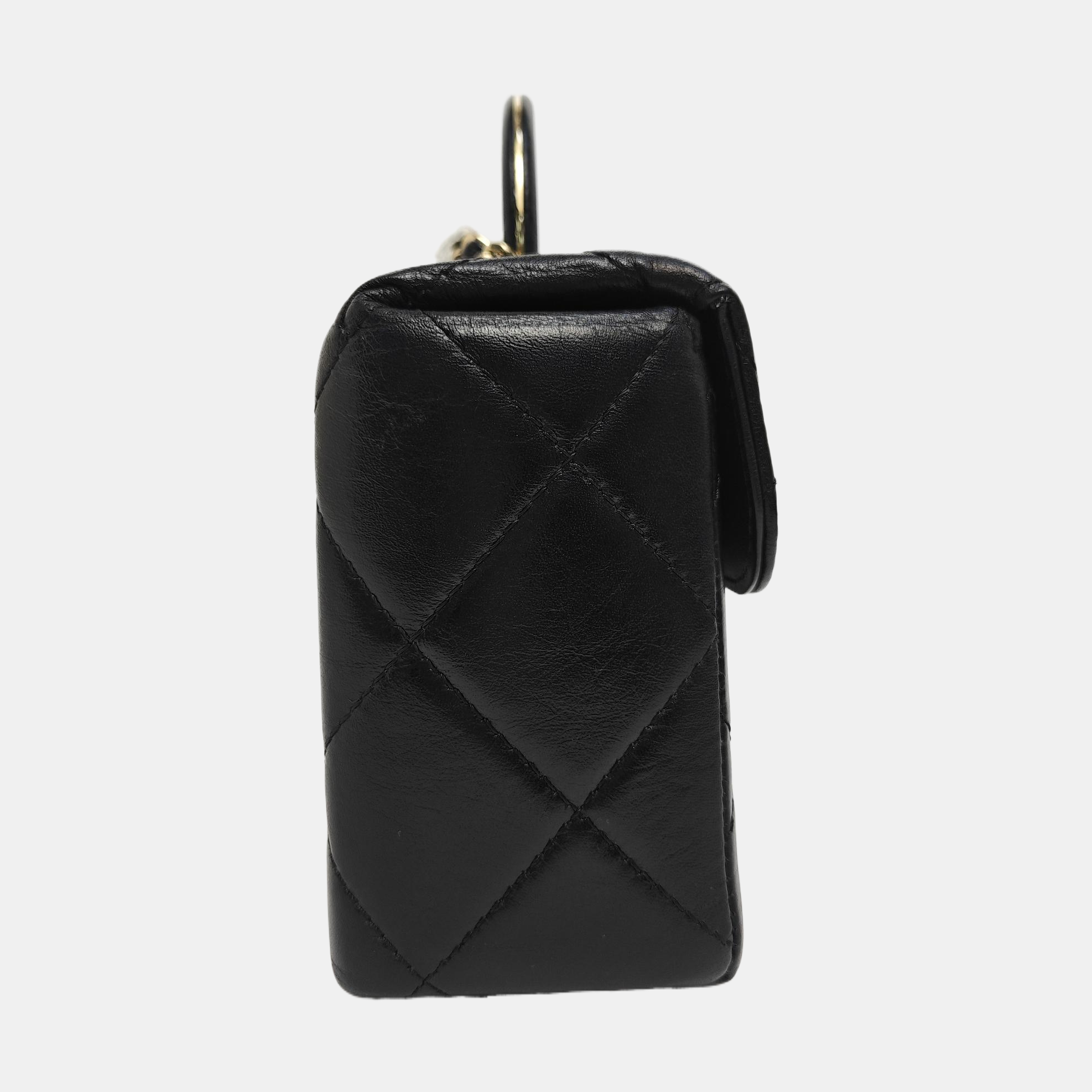 KELLY Small Quilted Calfskin Black