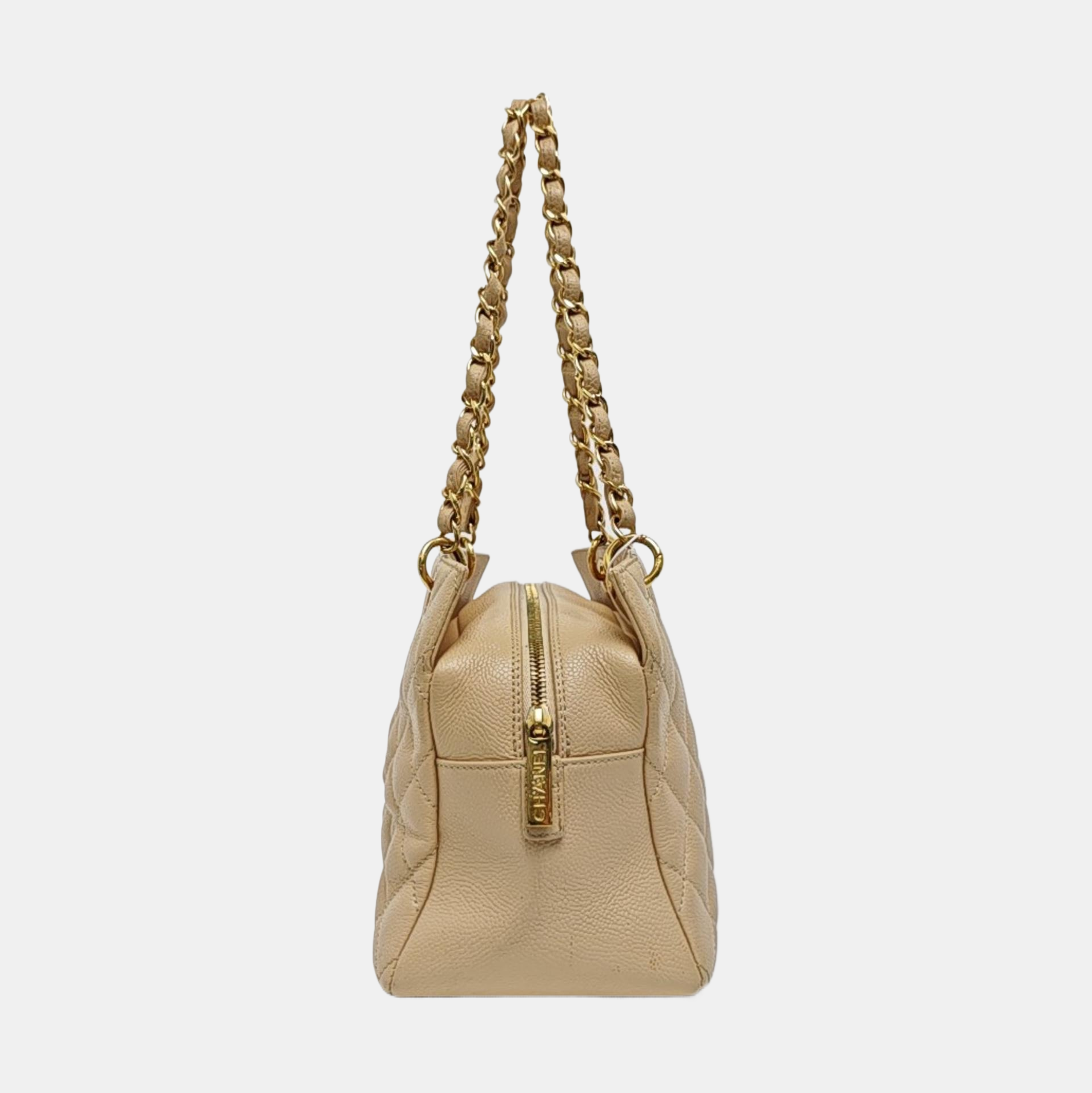 CHANEL PETITE Quilted Grained Calfskin Beige