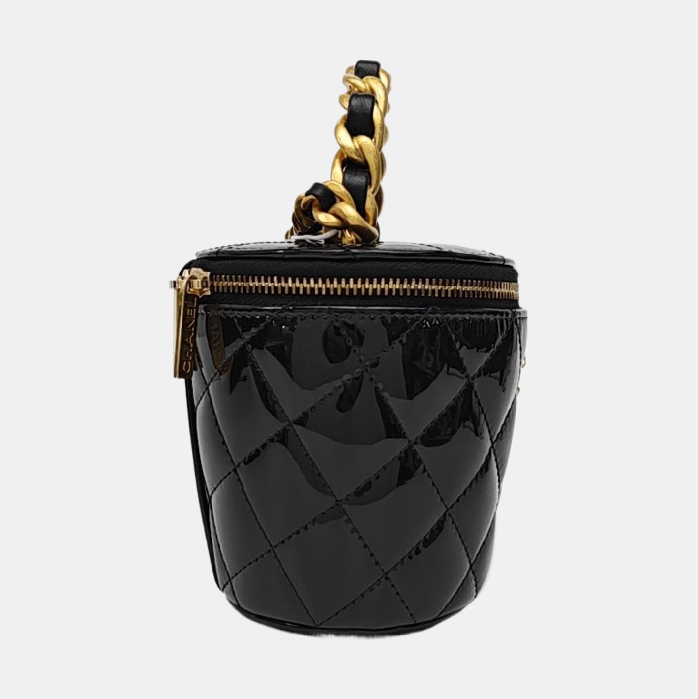 VANITY CASE Mini Quilted Patent Calfskin Black