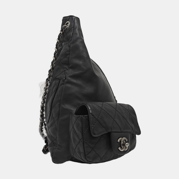 Quilted Calfskin Backpack Black