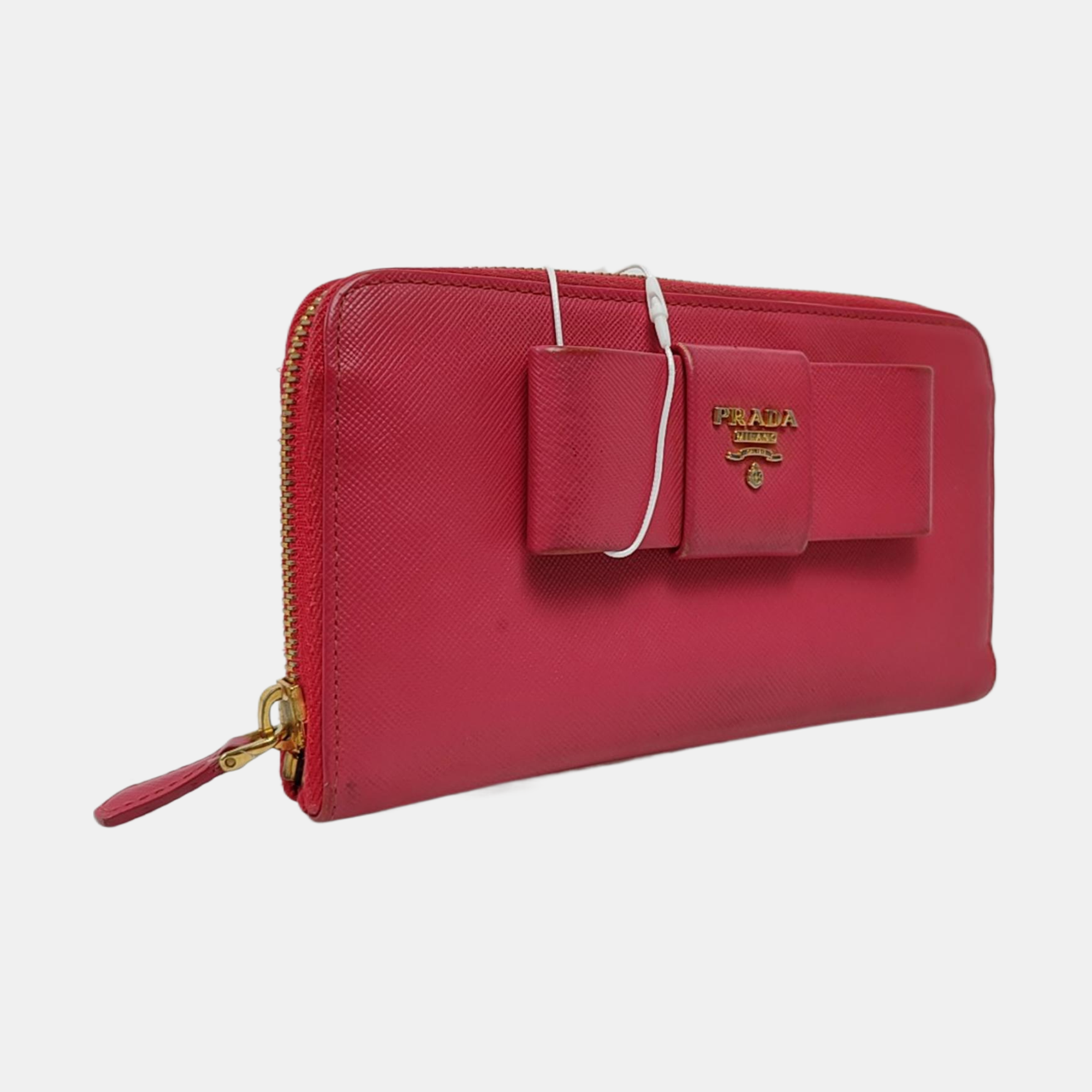 Fiocco Bow Saffiano Calfskin Red Wallet