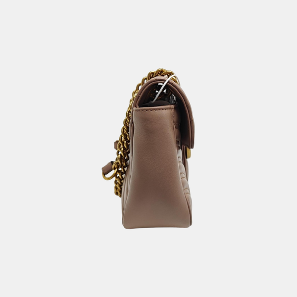 GG Marmont Medium Quilted Calfskin Beige