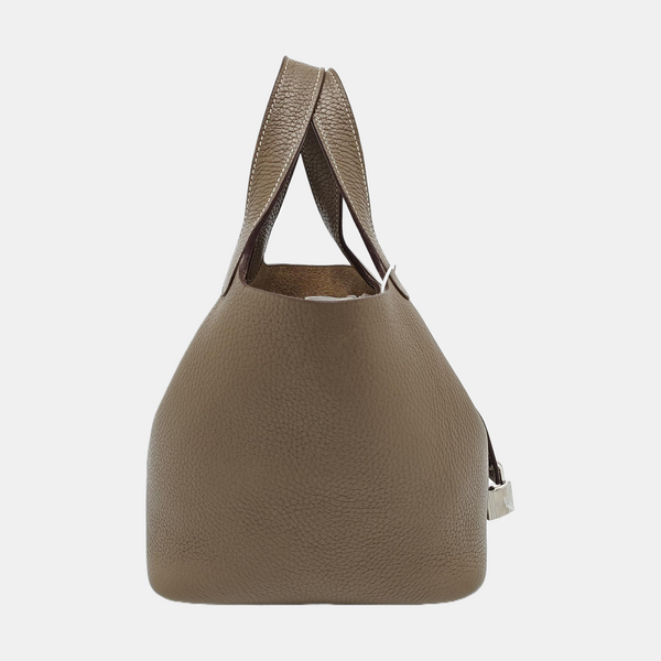 Authenticated pre-owned  Picotin Lock 18 Clemence Grey - Bucket Bag at Looply
