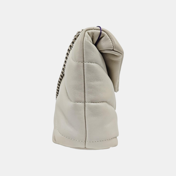 PUFFER Mini Chevron Lambskin White