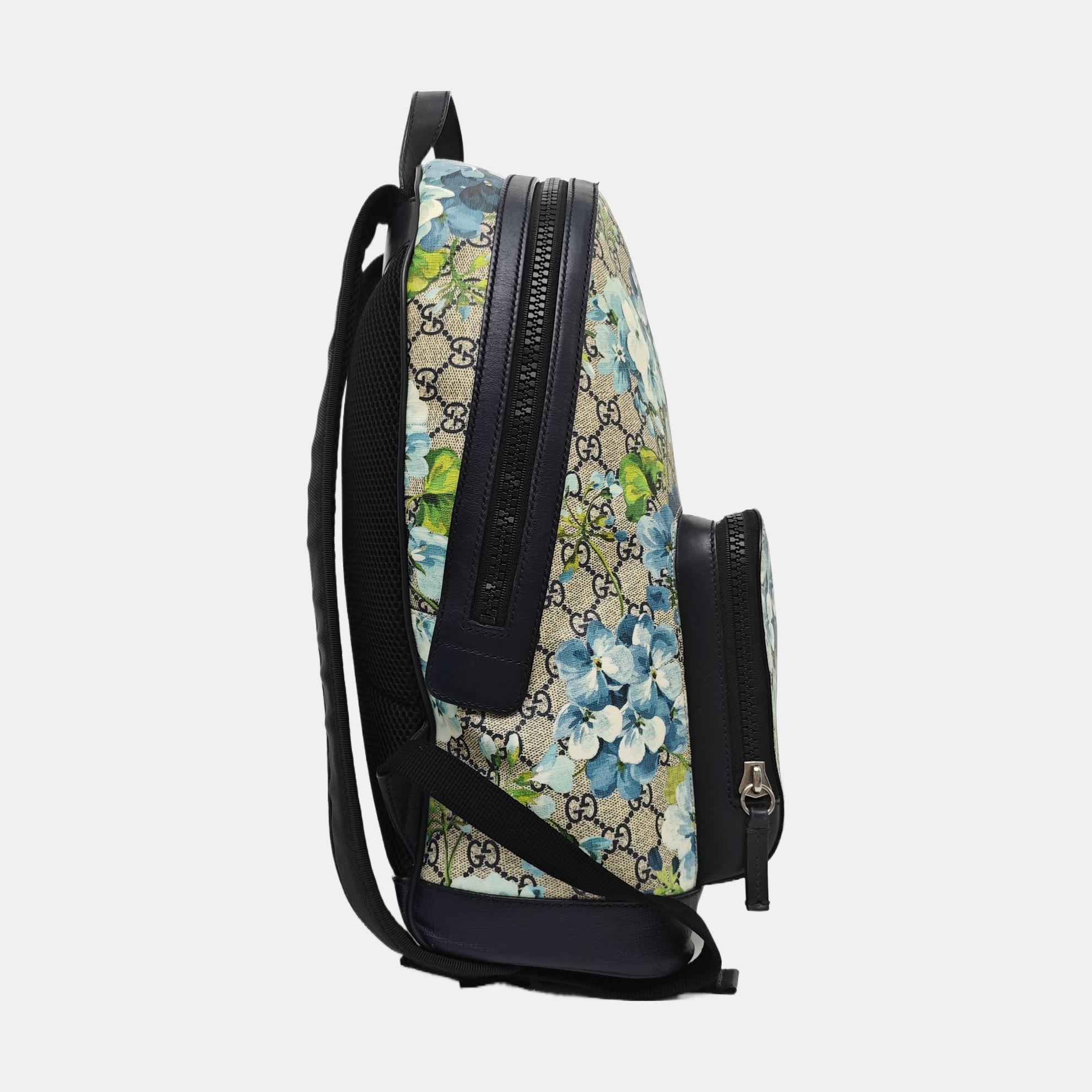 GG Blooms Monogram Coated Canvas Gray