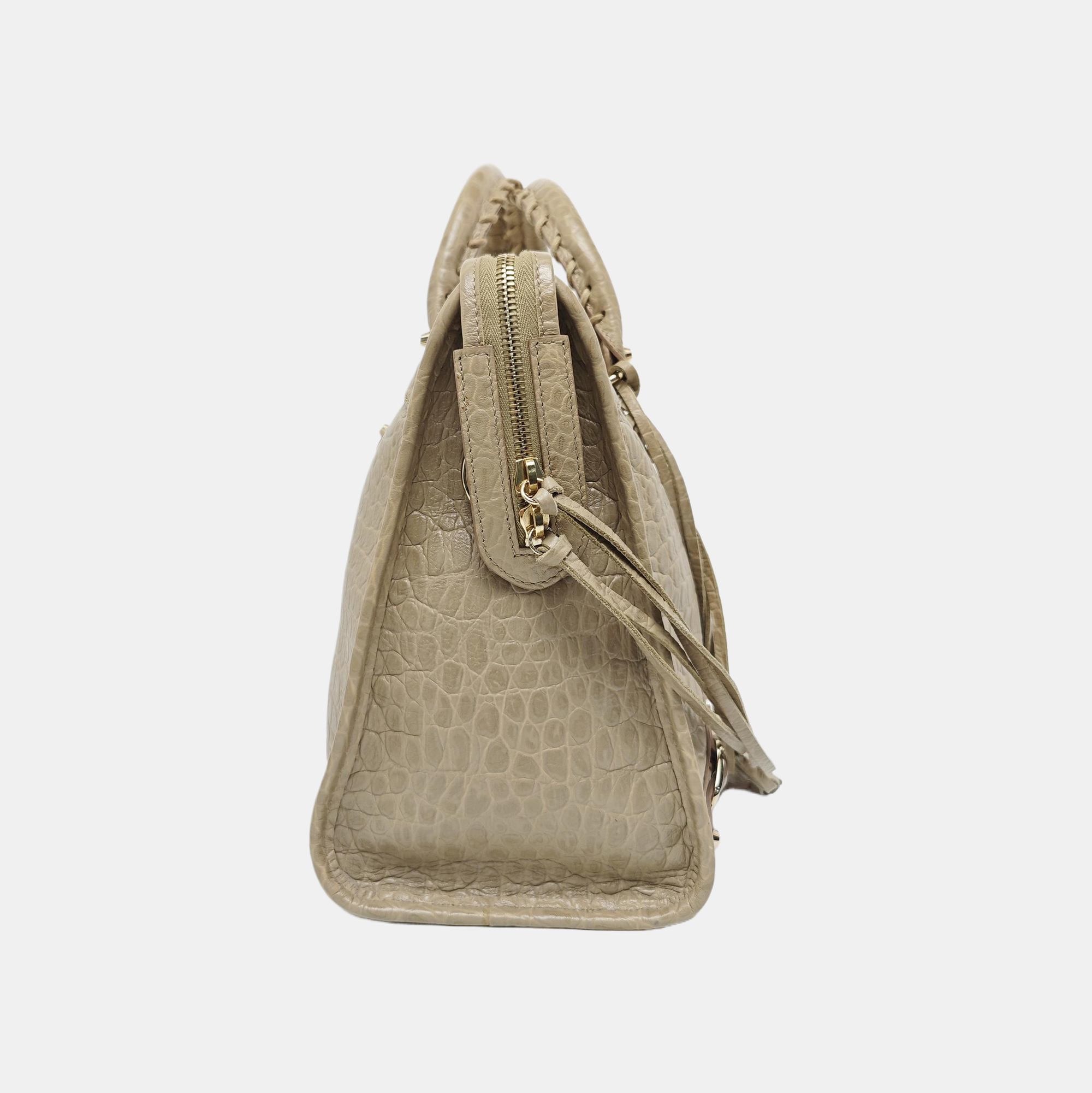 Classic Metallic Edge City Medium Calfskin Beige