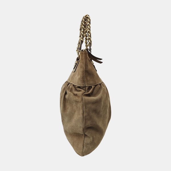 Suede Top Handle Bag Brown