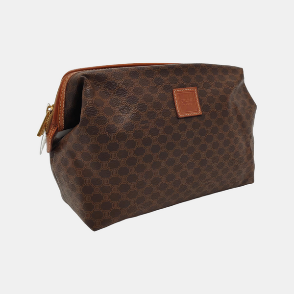 Authenticated pre-owned  MACADAM COSMETIC BAGS Coated Canvas Brown - Clutch at Looply