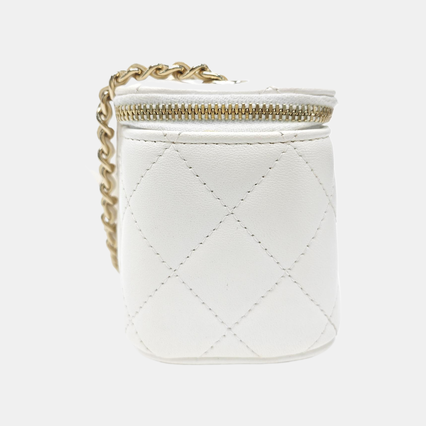 VANITY CASE Small Quilted Lambskin White