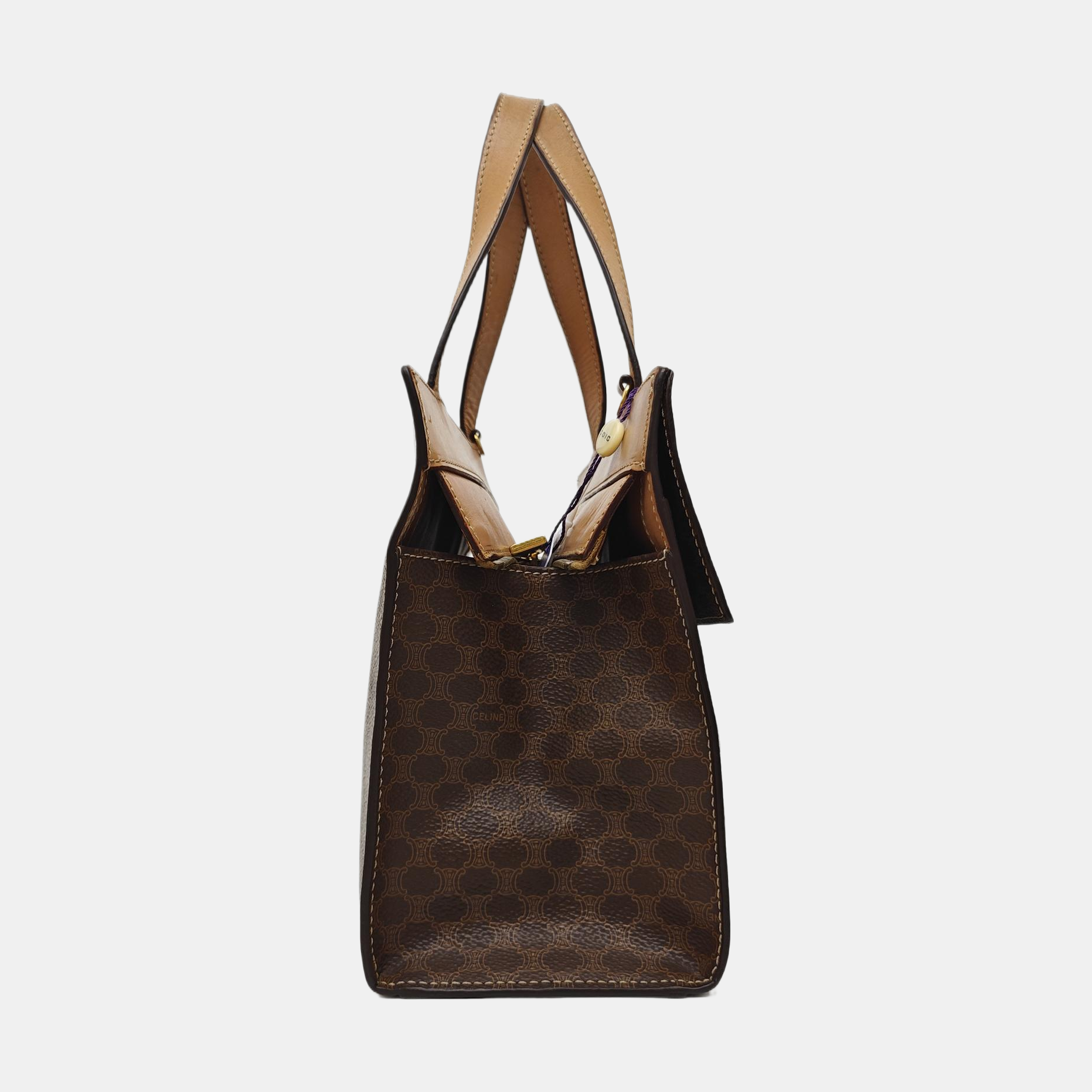 Coated Canvas Shoulder Bag Brown