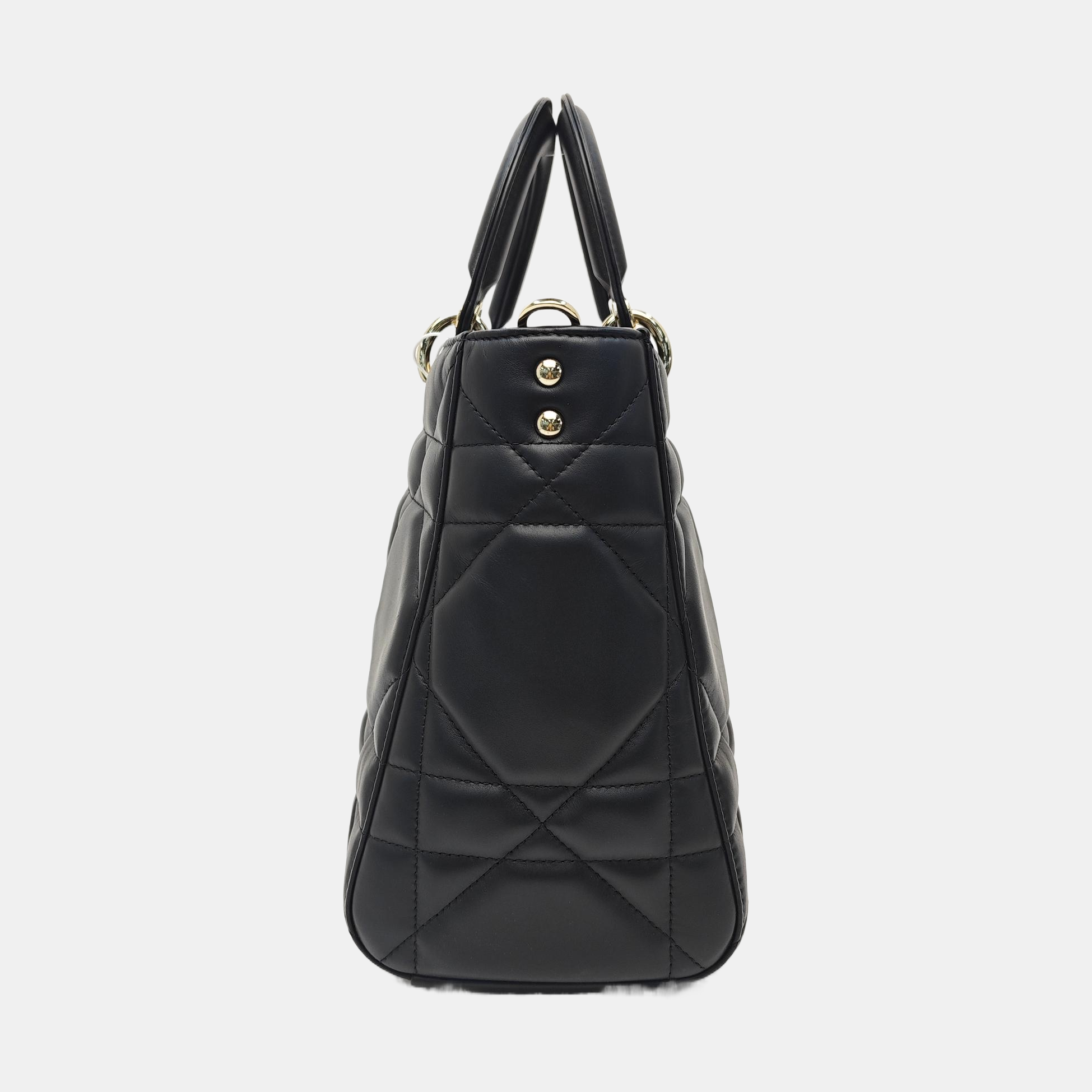 Lady D-Sire Medium Cannage Calfskin Black