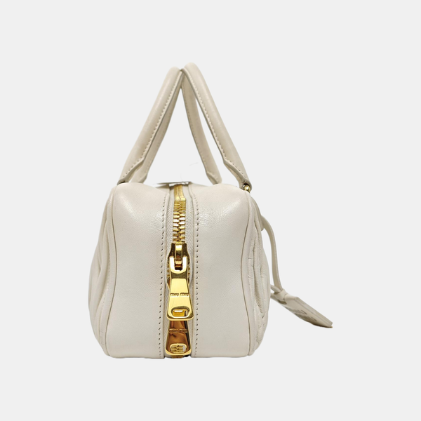 Authenticated pre-owned  Arcadie Matelassé Large Quilted Lambskin White - Shoulder Bag at Looply