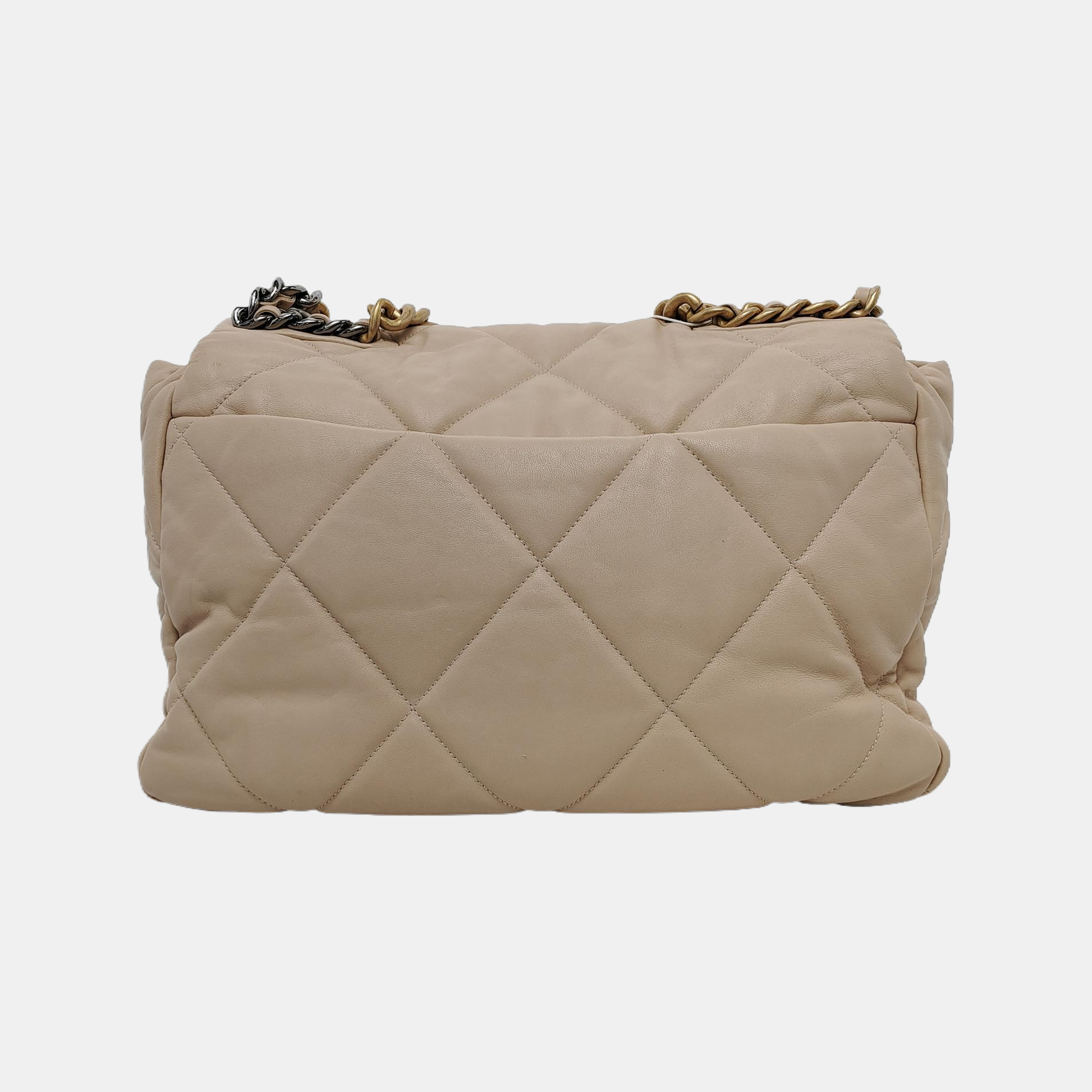 CHANEL 19 Maxi Quilted Lambskin Beige