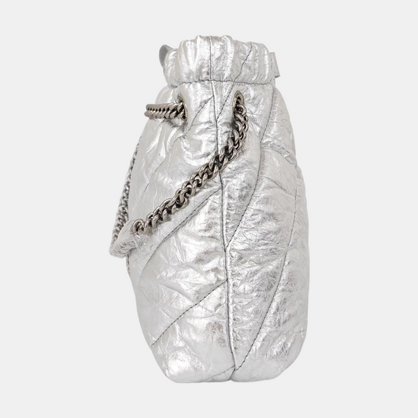 Crush Super Mini Quilted Calfskin Silver