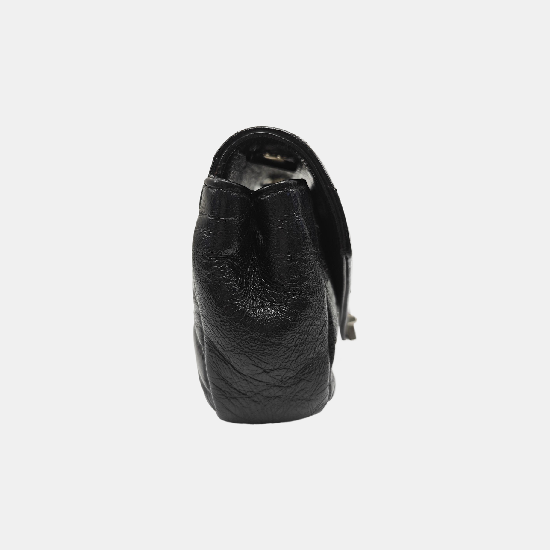 Chevron Calfskin Shoulder Bag Black