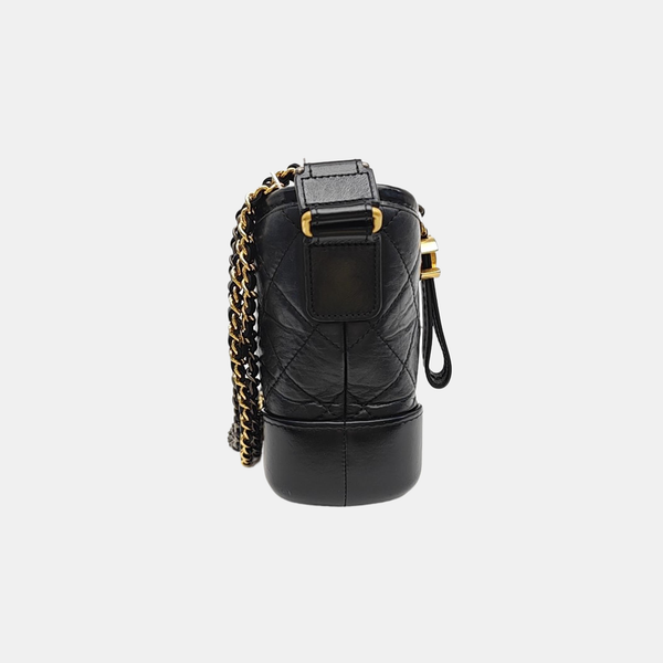 GABRIELLE Becerro Vintage Acolchado Pequeño Negro
