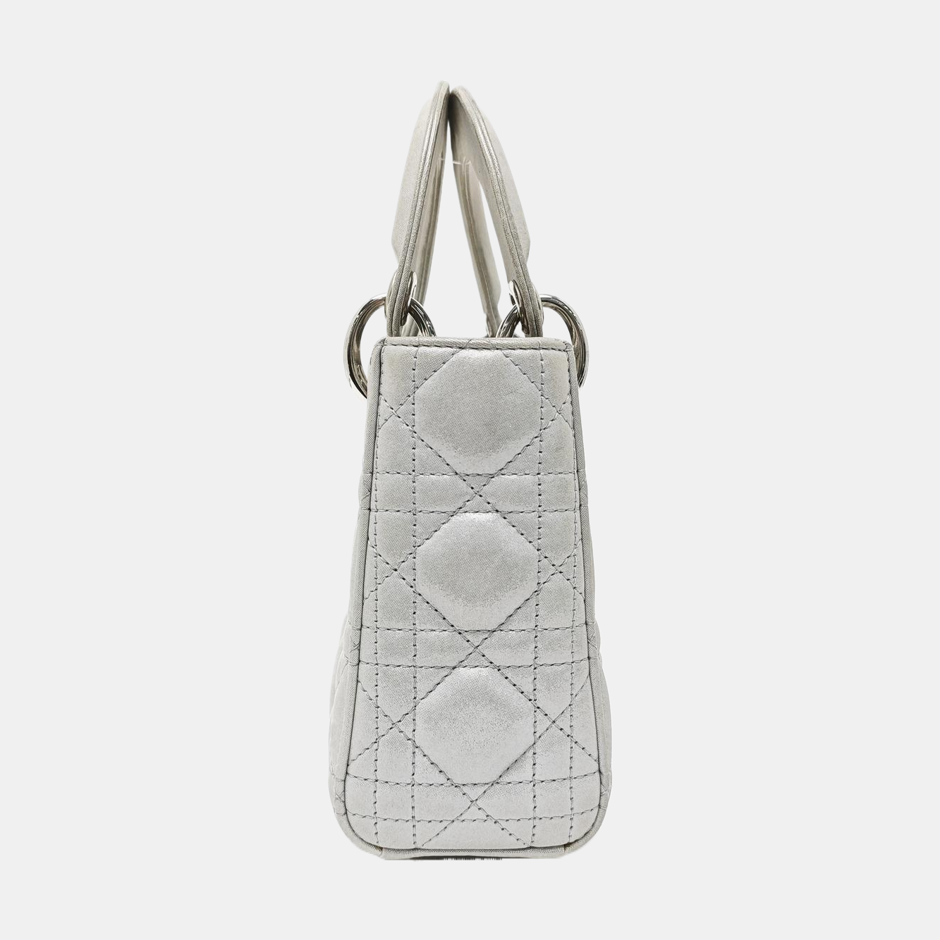 Lady Dior Mini Cannage Lambskin Silver