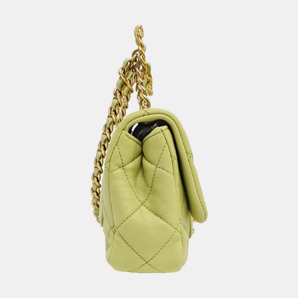 Authenticated pre-owned  CLASSIC FLAP Mini Quilted Lambskin Green - Shoulder Bag at Looply