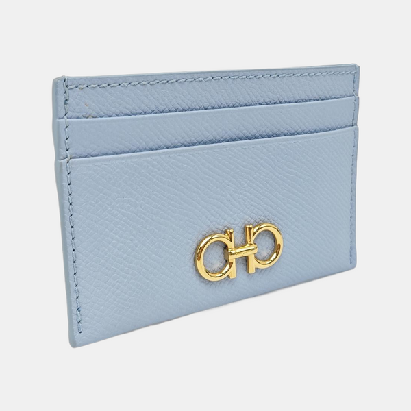 Gancini Calfskin Blue Card Holder