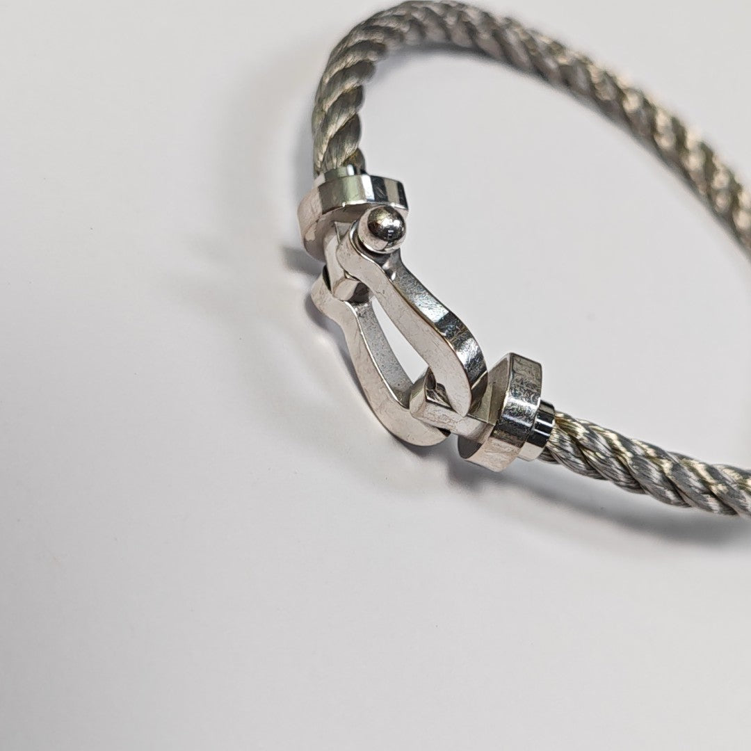 Force 10 18k White Gold Silver Bangle