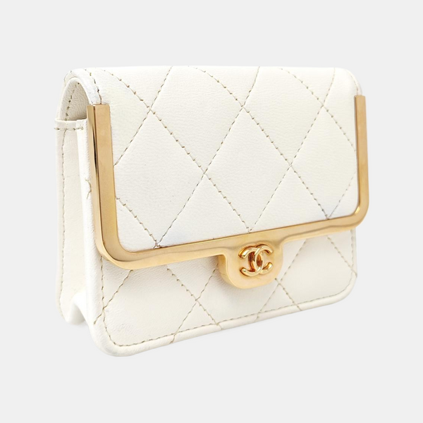 Quilted Lambskin Shoulder Bag White