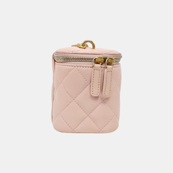 VANITY CASE Small Quilted Lambskin Pink