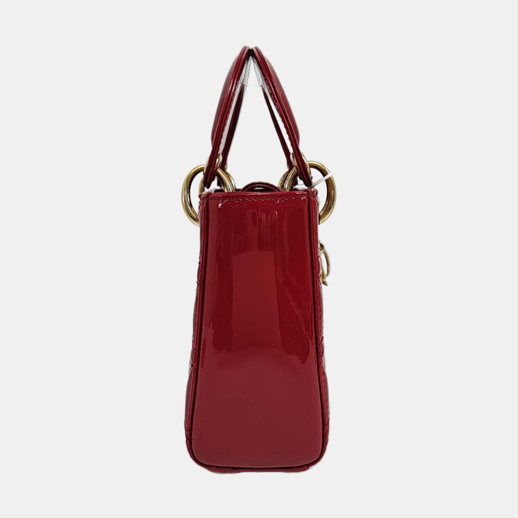 Lady Dior Mini Cannage Patent Calfskin Red