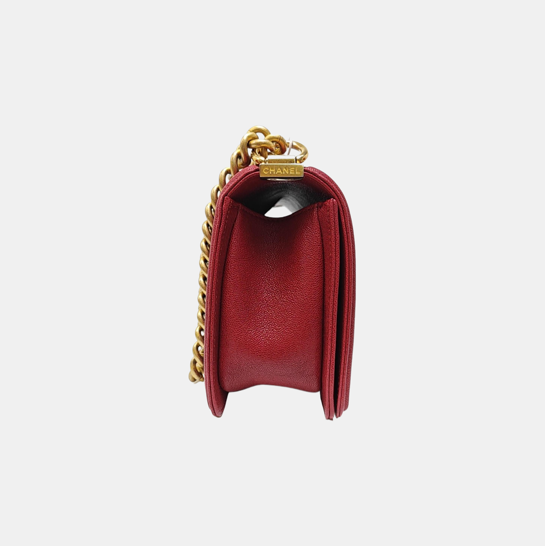 BOY CHANEL Medium Chevron Calfskin Red
