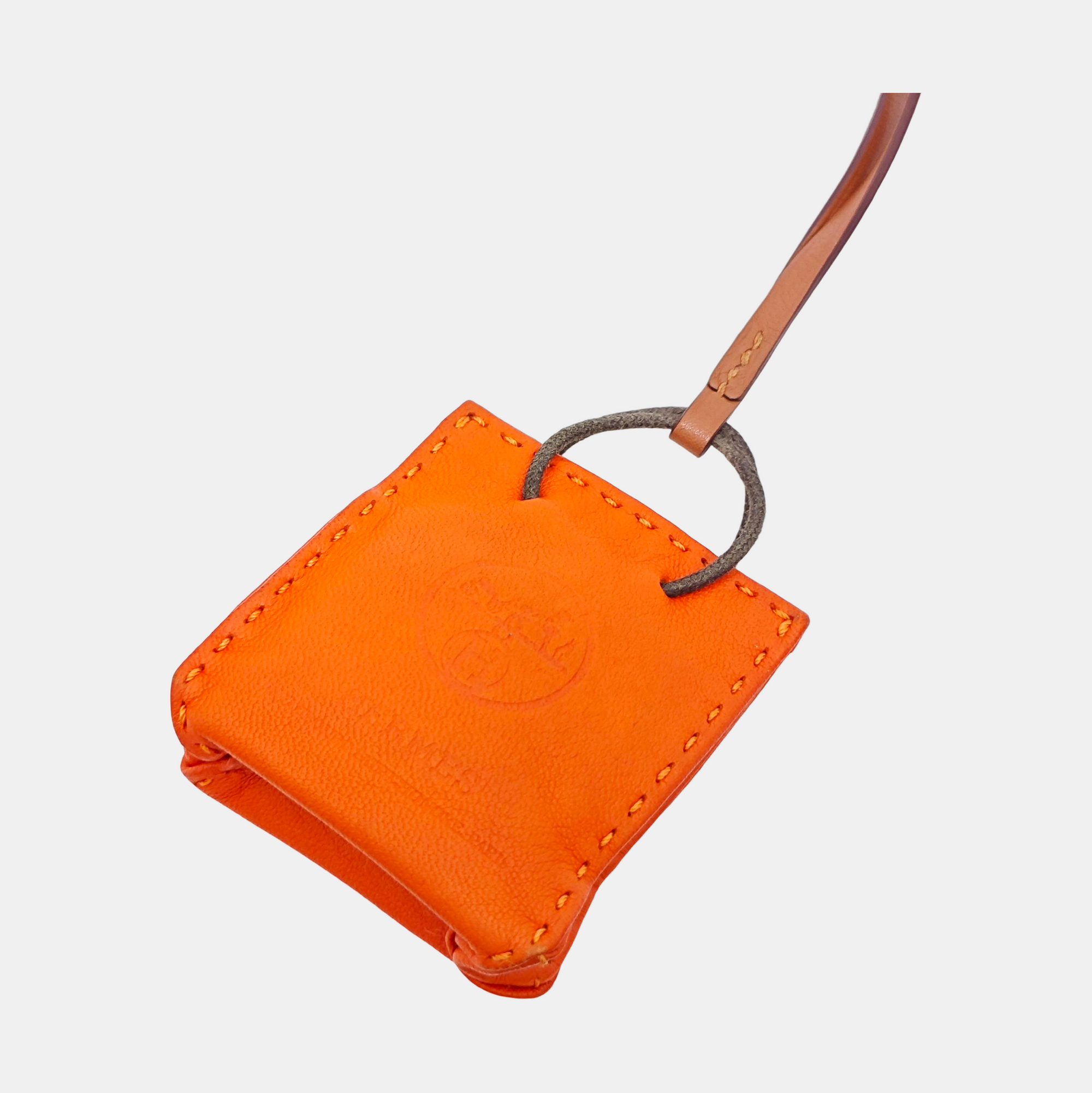 Leather Bag Charm Orange