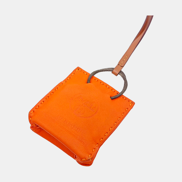 Leather Bag Charm Orange