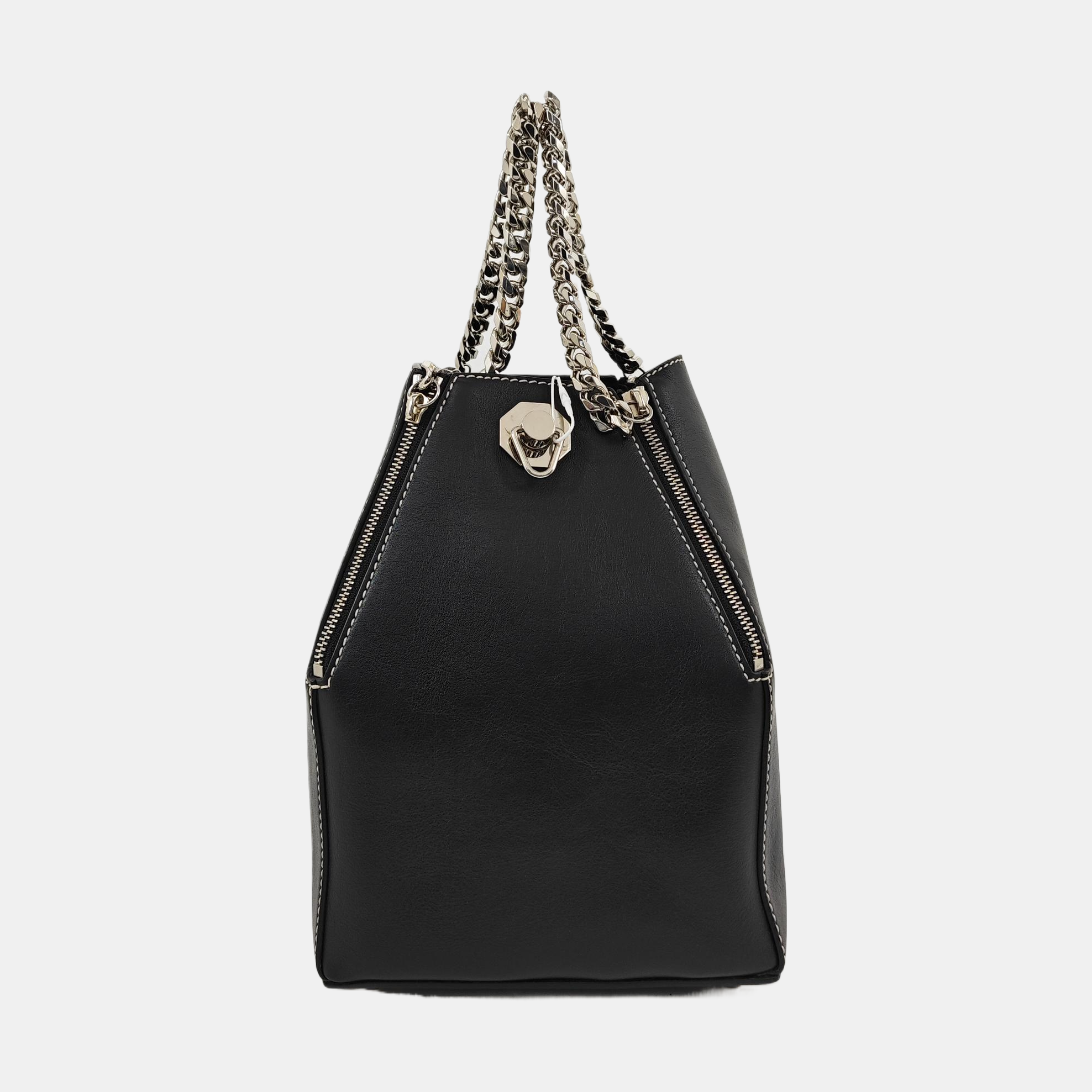 Calfskin Top Handle Bag Black