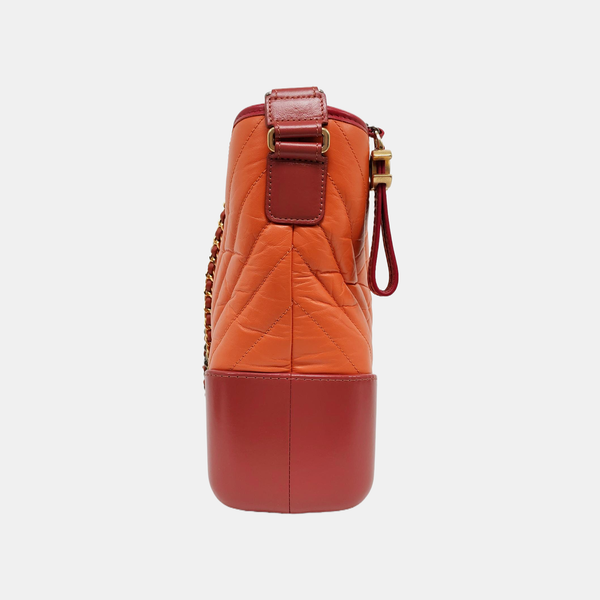 GABRIELLE Medium Chevron Calfskin Orange