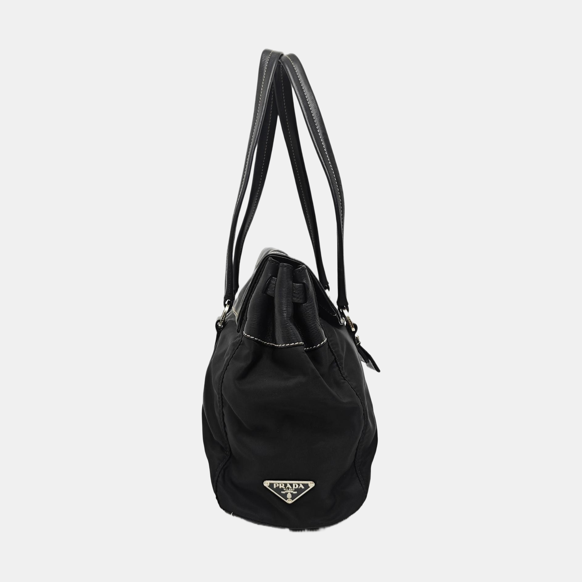 Nylon Top Handle Bag Black