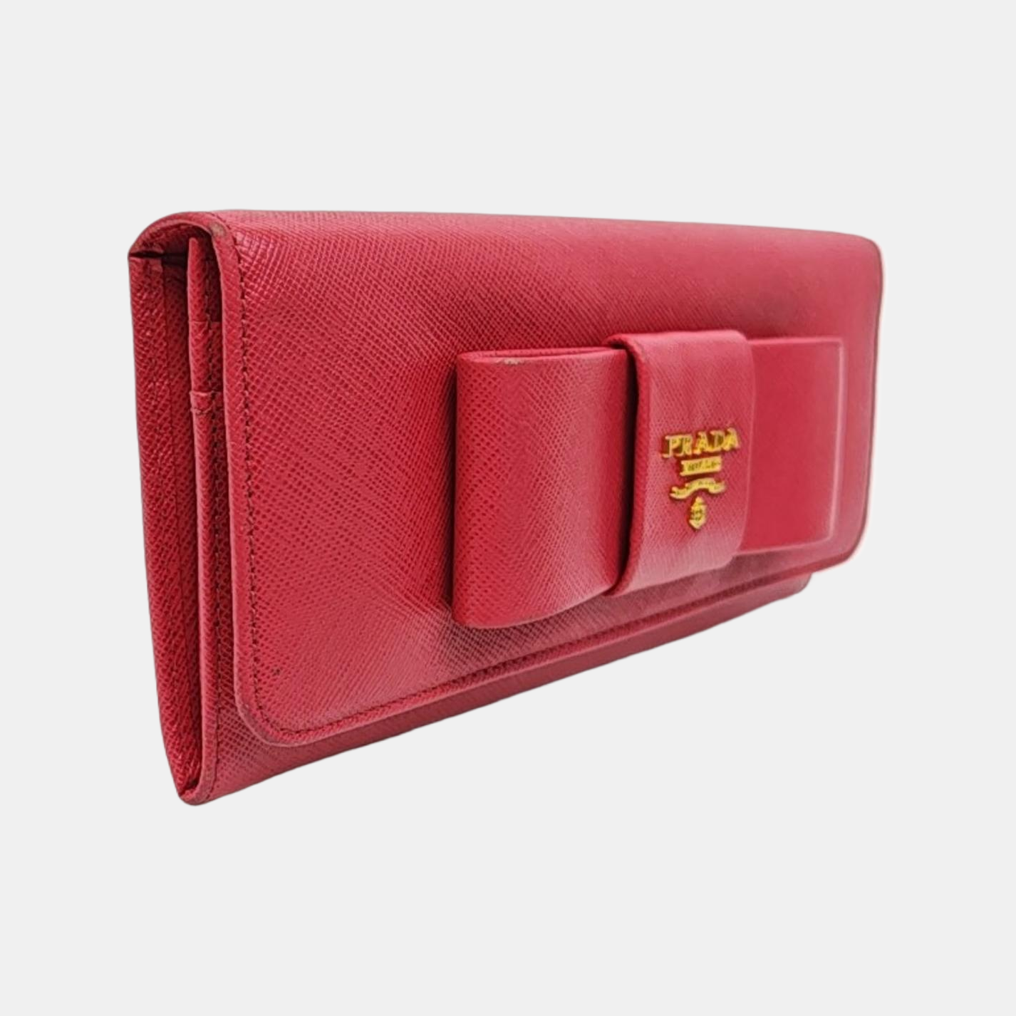 Fiocco Bow Calfskin Red Wallet