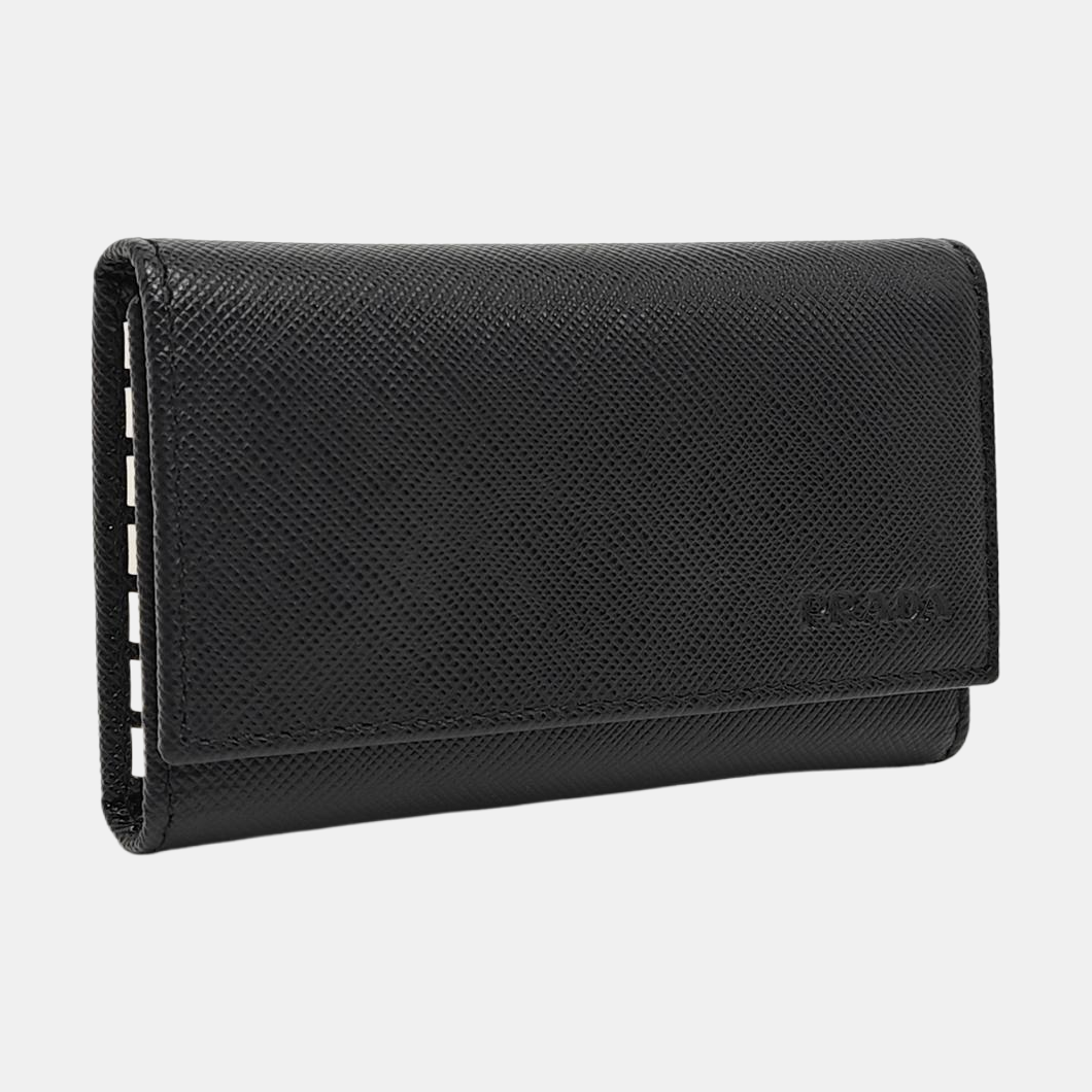 Saffiano Calfskin Key Pouch Black