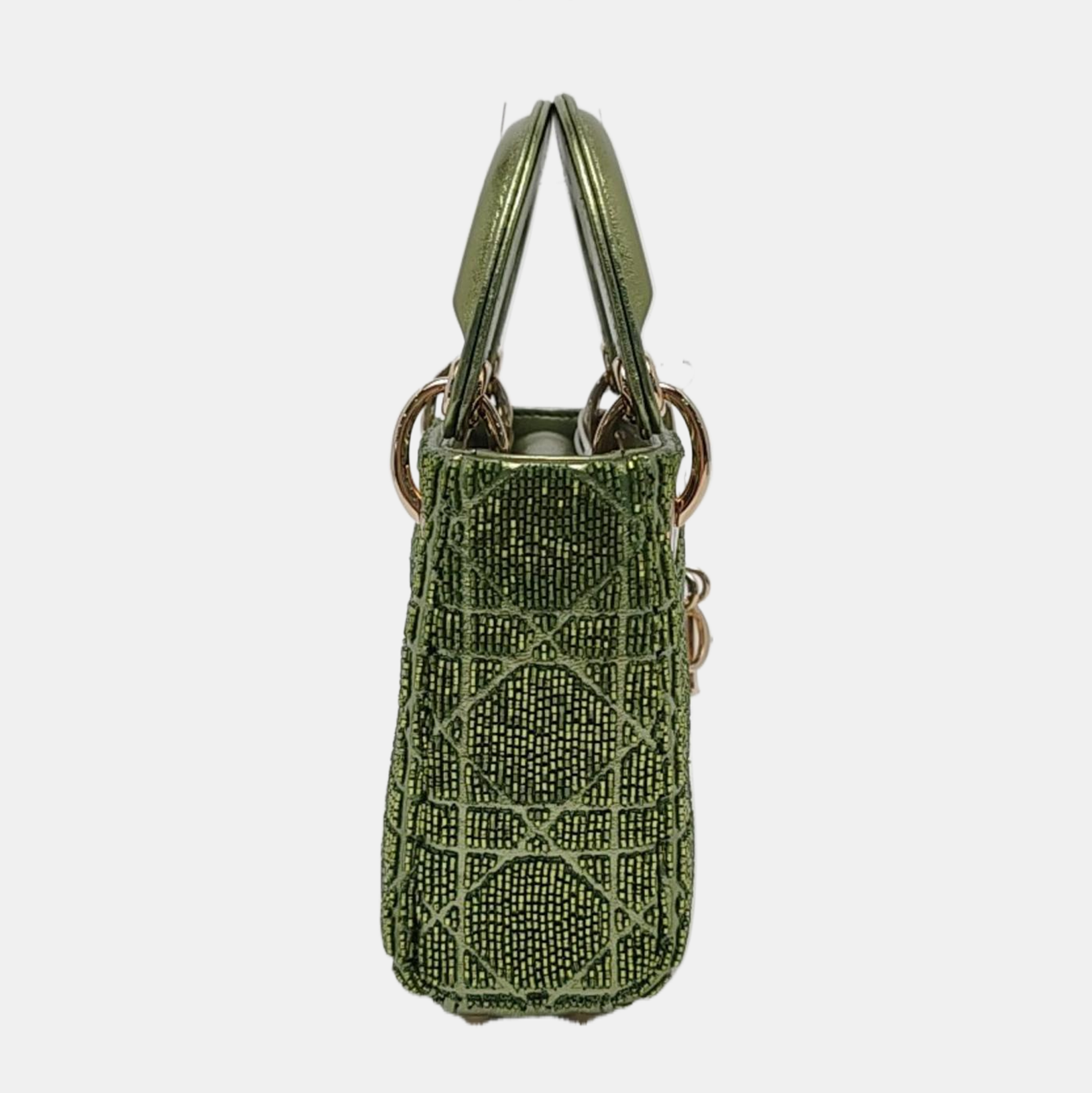 Authenticated pre-owned  Lady Dior Super Mini Cannage Special Material Green - Shoulder Bag at Looply