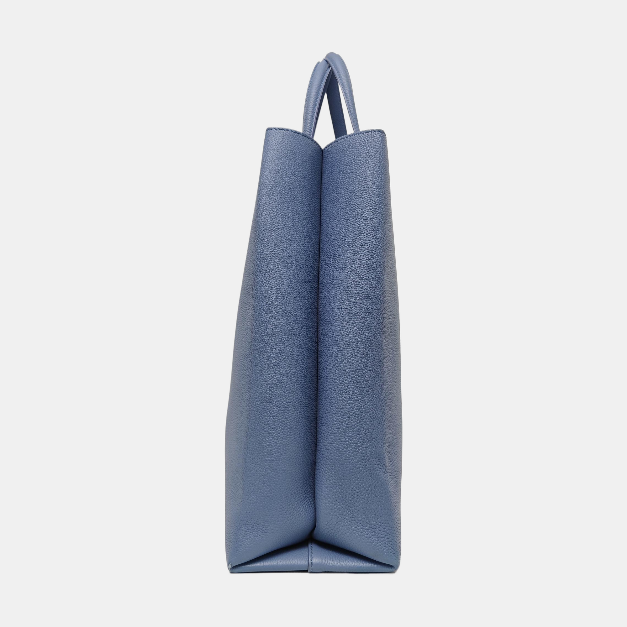 Calfskin Tote Bag Large Blue