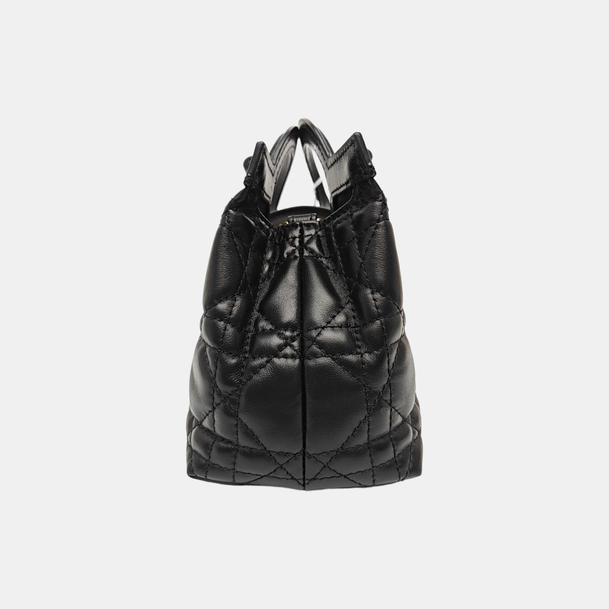 Jolie Top Handle Mini Cannage Lambskin Black