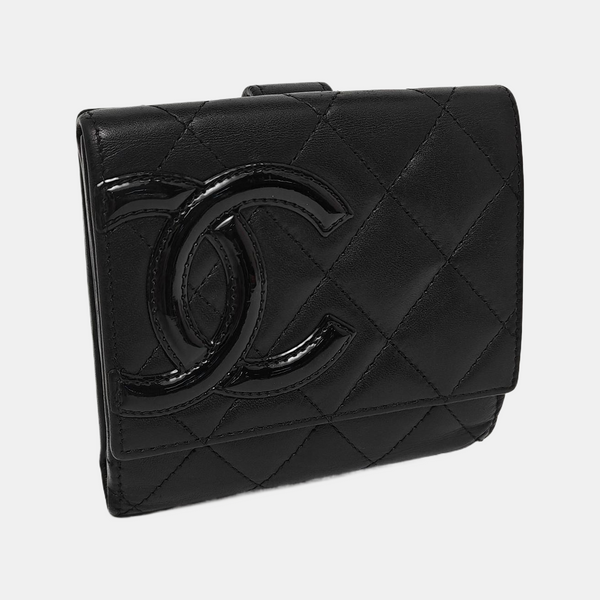 Authenticated pre-owned  CAMBON Quilted Calfskin Black Wallet - Wallet at Looply