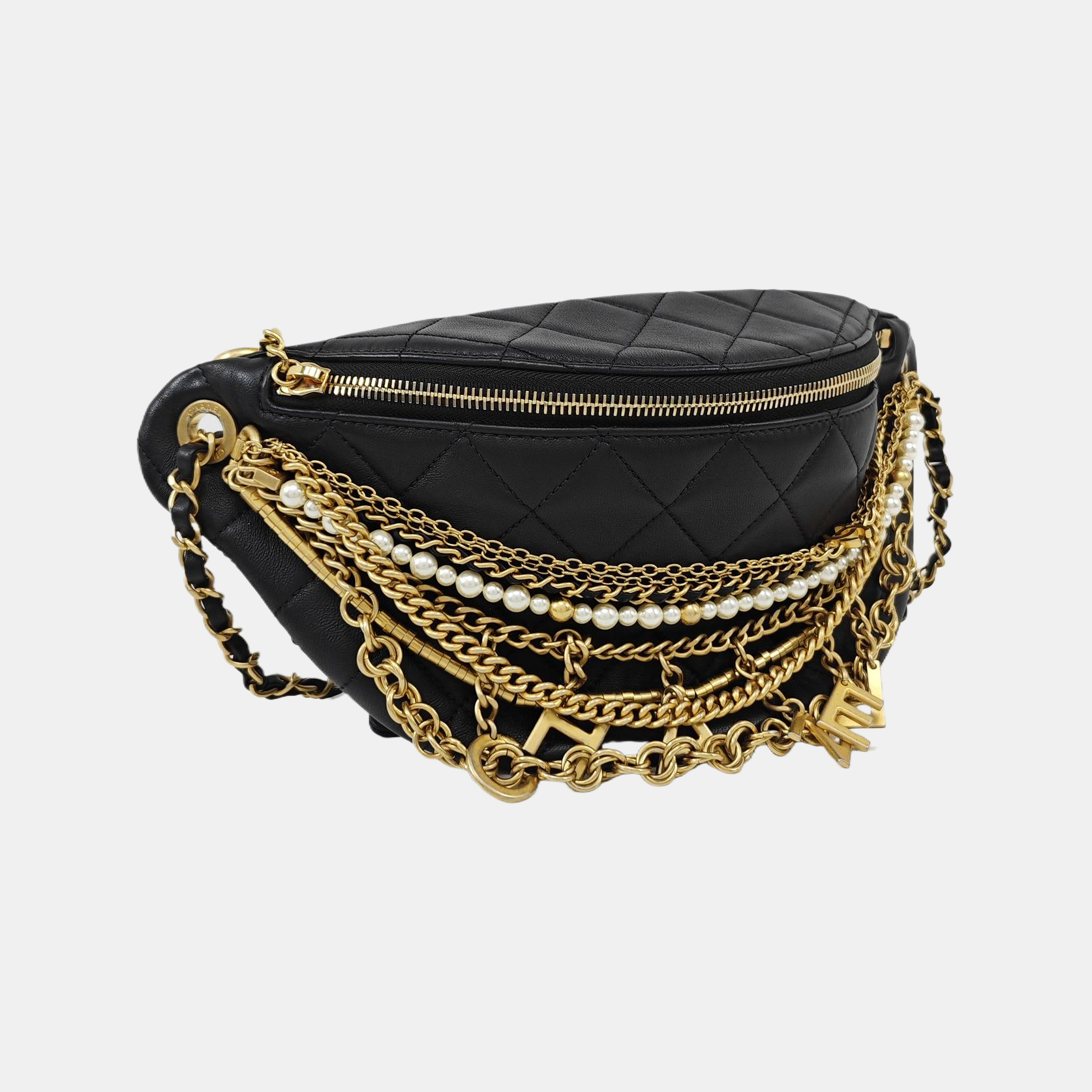 Quilted Lambskin Belt Bag Black
