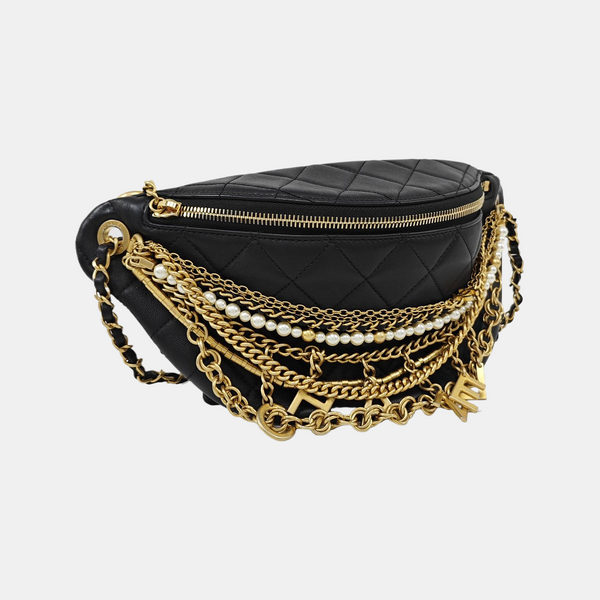 Quilted Lambskin Belt Bag Black