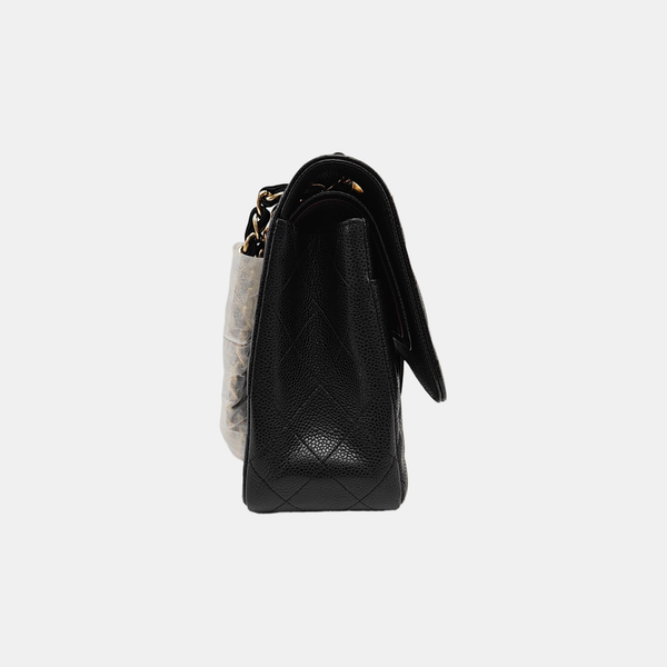 CLASSIC FLAP Jumbo Quilted Grained Calfskin Black