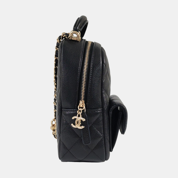 Mini Quilted Grained Calfskin Black