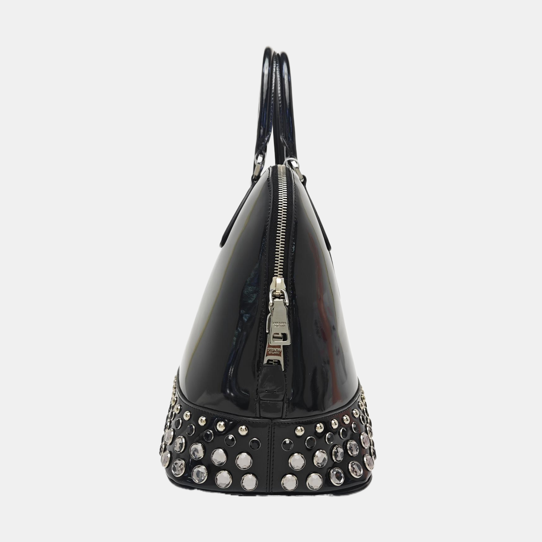 Patent Leather Top Handle Bag Black