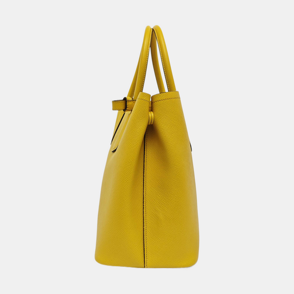 Doble Saffiano Mediano Piel de Becerro Amarillo