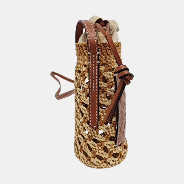 Straw Bucket Bag Brown
