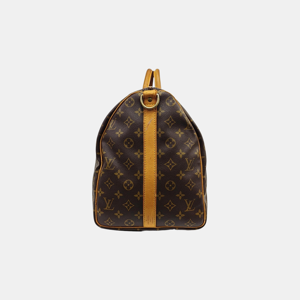 KEEPALL 50 Monogram Coated Canvas Brown