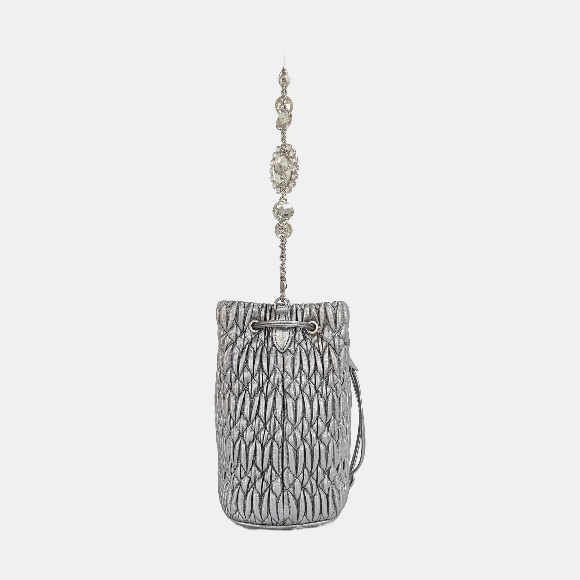 Lambskin Bucket Bag Silver